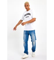 Süperlife Erkek Bisiklet Yaka Slim Fit Californıa  Baskılı  Tişort SPR21Y22 (Beyaz)