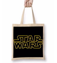 Star Wars Logo Siyah Zemin Bez Çanta Uzun Saplı