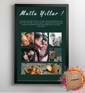 Kişiye Özel 6 Fotoğraflı ve Mesajlı Yeni Yıl Tasarımlı 21x30 Fotoğraf Anı Çerçevesi