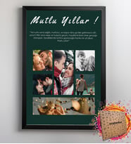 Kişiye Özel 6 Fotoğraflı ve Mesajlı Yeni Yıl Tasarımlı 21x30 Fotoğraf Anı Çerçevesi