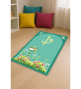 Su Yeşili Harfli Unisex Çocuk Seccadesi CS15