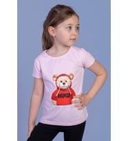 Toontoy Kız Çocuk Ayıcık Baskılı Tişört (Açık Pembe)