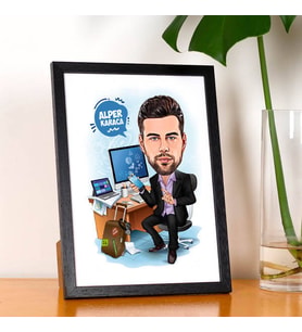 Kişiye Özel Teknolojik Erkek Karikatürlü Resim Çerçevesi