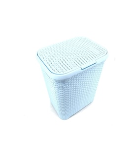Açık Mavi Hasır Desenli Plastik Çamaşır Sepeti