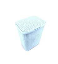 Açık Mavi Hasır Desenli Plastik Çamaşır Sepeti