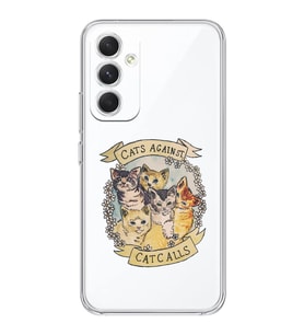 Samsung Galaxy A55 Uyumlu Sevimli Kediler Tasarımlı Şeffaf Telefon Kılıfı