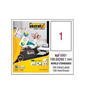 Ekstrafix Lazer Etiket 100 Yaprak 199.6 x 289.1 Mm Lazer Yazıcı Etiketi