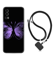 General Mobile Gm 23 Kılıf Resimli Boyun Askılı İpli Desenli Silikon Series Black Butterfly 1879