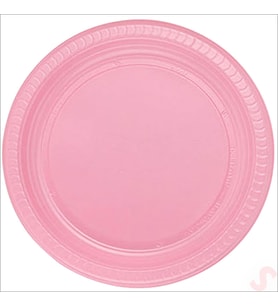 Plastik Tabak, 22cm x 24 Adet - Pembe (STD)
