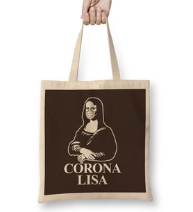 Mona Lisa Virus Pun Bez Çanta Uzun Saplı