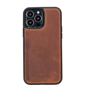 Apple iPhone 13 Pro Max Uyumlu Deri Arka Kapak Antik Taba