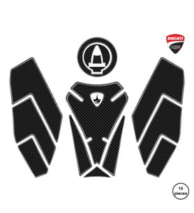 Grippatch - Ducati Diavel 1260S 2019-2022 ile Uyumlu Kaydırmaz 6D Karbon 15 Parça Tank Pad Seti GC78