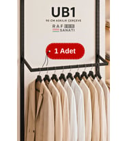 1 Adet - UB1 90 cm U Tipi Mağaza Askılığı – 30 cm Derinlik 40 Hatve - Konik Dikme Profil Uyumlu Elbise Askı Taşıyıcı Siyah