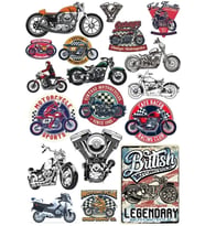 Retro Motorsiklet Sticker Set  16 Parça Telefon, Tablet, Defter, Laptop Sticker