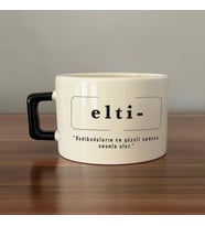Elti Baskılı Siyah Kulplu C Fincan