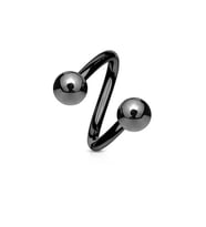 Siyah Renk Cerrahi Çelik Spiral Piercing Kulak Dudak Burun Kaş Kıvrımlı Piercing (Çok Renkli)