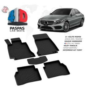 Mercedes C Serisi W205 4D Araca Özel Havuzlu Kauçuk Paspas 2015 ve Üzeri (Karışık)