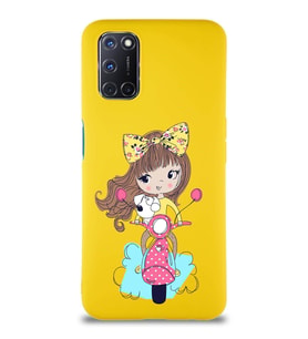 Oppo A72 Soft Premier Kapak Vespagirl Tasarımlı Silikon Kılıf - Sarı (Şeffaf)