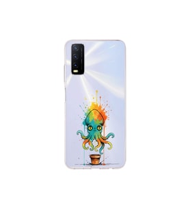 Vivo Y12S ile uyumlu Splash ahtapot tasarımlı şeffaf silikon kılıf