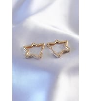 Gold Renk Zirkon Taşlı Yıldız Model Kadın Küpe - TJ-BKP7236