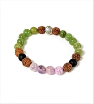 Rudraksha Yeşim Taşı Ametist Mat Obsidyen Bileklik 8 mm