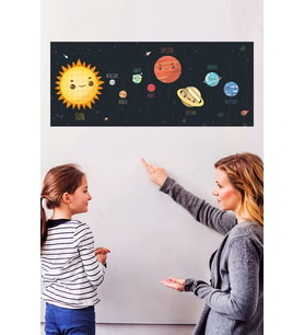 Güneş Sistemi Dekoratif Eğitim Amaçlı Akıllı Kağıt Tahta Yazı Tahtası 150x62 cm
