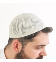 Nisa Örme Dantel Namaz Takkesi-Beyaz