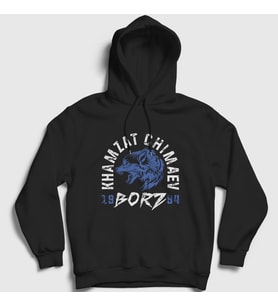 Presmono Unisex Beyaz Borz Khamzat Chimaev Mma Ufc Kapüşonlu Sweatshirt 427103tt (Siyah)