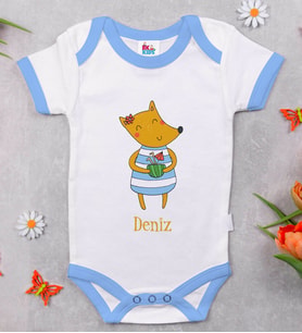 BK Kids Kişiye Özel Mavi Bebek Body Zıbın - Model 153