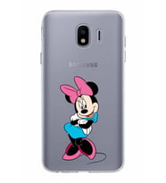 Samsung Galaxy J4 Kapak Minnie Mouse Tasarımlı Şeffaf Silikon Kılıf
