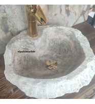Süprem Mermer Batarya Çıkışlı Modern Lavabo (Çok Renkli-Pudra)