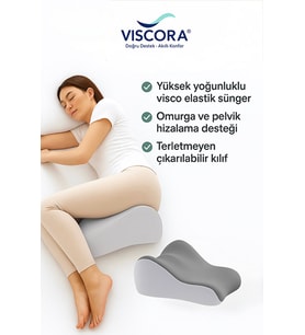 VISCORA Bacak Arası Yastık – Ortopedik Yan Yatış, Kalça ve Diz Destek Minderi 23x50x40