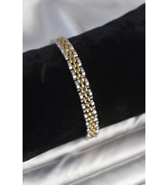 316L Çelik 7 mm Kalınlıkta Gold ve Gümüş Renkli Erkek Bileklik - TJ-EB3766
