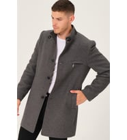 PLT8367 DEWBERRY ERKEK PALTO-DÜZ GRİ