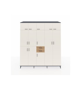 Kronos Dolap 10 Raflı 2 Çekmeceli 3 Askılı 220x59x243 Antrasit-Aytaşı/Çam