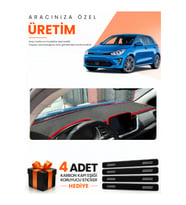 KİA RİO (2019-2024) Uyumlu Torpido Koruma Örtüsü Oto Kılıfı - Siyah Kırmızı
