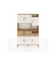 Arges Dolap 10 Raflı 3 Çekmeceli 6 Kapaklı 132x30x195 Çam-Aytaşı/Çam