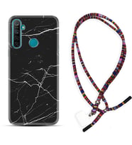 Realme 5i 5 Pro 6i 7 Pro 8 Kılıf Boyun Asklı Rasta Silikon Siyah Mermer 1299