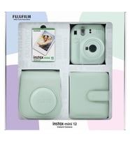 Instax mini 12 Yeşil Fotoğraf Makinesi 10'lu Film Kare Albüm ve Deri Kılıf Bundle Box