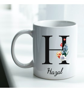 Kişiye Özel İsim ve Fotoğraf Baskılı H Harfli Kupa Bardak No:010
