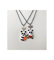 Best Friends Panda Ikili Arkadaşlık Sevgili Kolye (Gümüş)