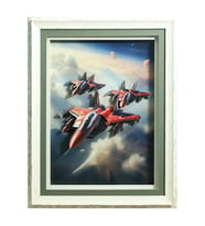 e38 EL İŞÇİLİĞİ F16 UÇAKLAR  KAĞIT RÖLYEF TABLO 66x86 CM - 6346