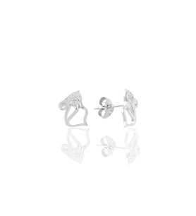 Söğütlü Silver Gümüş rodyumlu zirkon taşlı kedi küpe