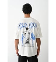 Erkek Kısa Kol Yazlık Tişört Bisiklet Yaka Baskılı Oversize T-Shirt - Beyaz