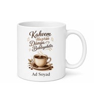 Sabah Kahvesi Seven İçin Mesajlı Hediyelik Baskılı Kupa Bardak Kahve Rutini Hediyesi