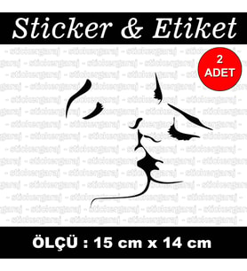 kiss öpücük kadın erkek etiket sticker - 2 adet çıkartma araba motosiklet kask atv tablet pc buzdolabı otomobil bilgisayar uyumlu