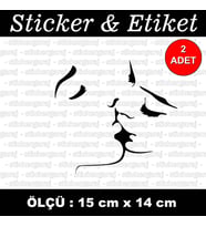 kiss öpücük kadın erkek etiket sticker - 2 adet çıkartma araba motosiklet kask atv tablet pc buzdolabı otomobil bilgisayar uyumlu