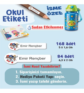 Okul Etiketi Kalem Defter Etiketi Sonik Temalı Özel İsim Yazılabilen Etiket - 252Adet