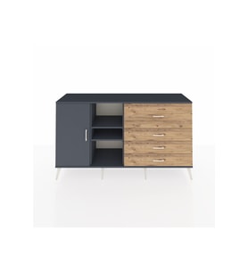 Kronos Konsol 4 Raflı 4 Çekmeceli Tek Kapaklı  176x59x99 Antrasit-Antrasit/Çam