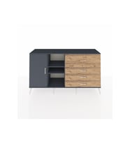Kronos Konsol 4 Raflı 4 Çekmeceli Tek Kapaklı  176x59x99 Antrasit-Antrasit/Çam